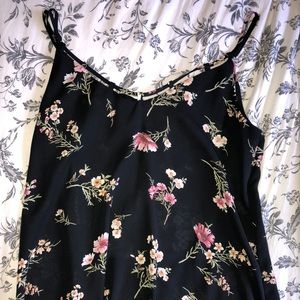 Black floral mini dress